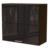 KÜCHENHÄNGESCHRANK Essen W8B/80-AV Schwarz Hochglanz / Lava Matt 80 / 32,5 / 72cm - Schwarz Hochglanz/Dunkelgrau, Holz/Holzwerkstoff (80/72/32.5cm) - Feldmann-Wohnen