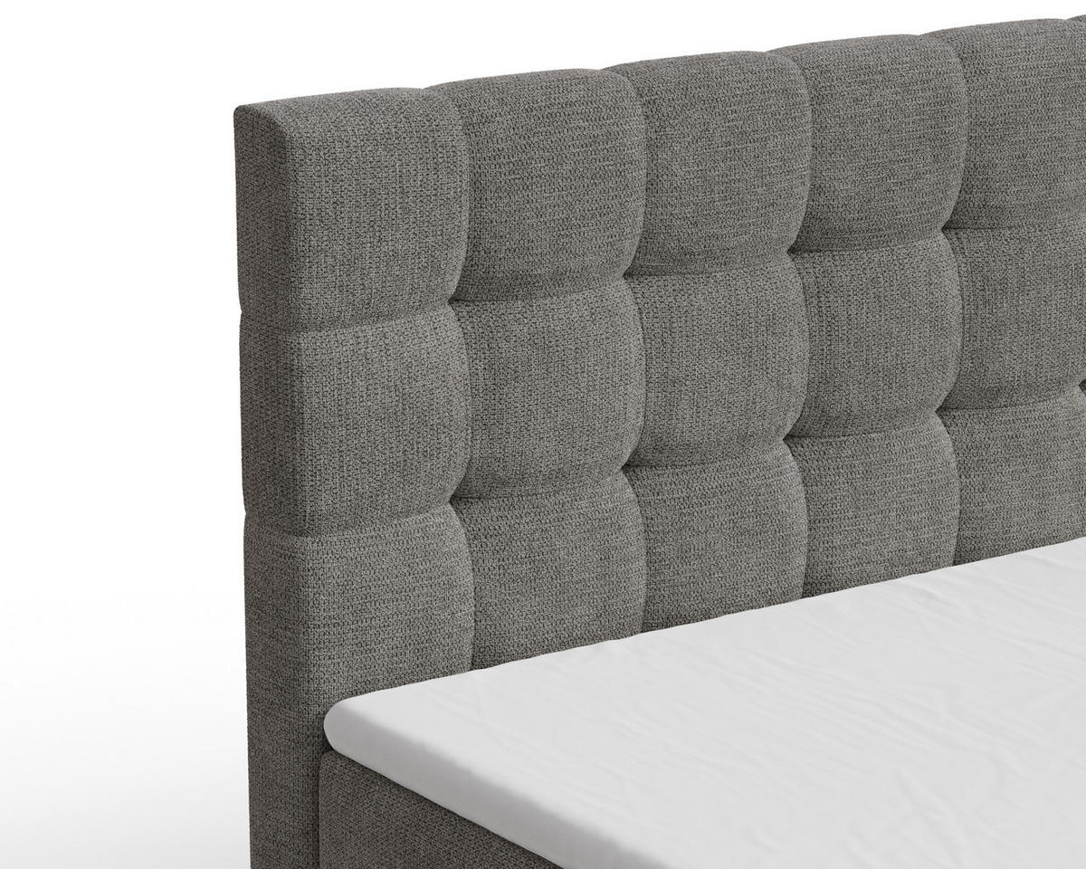BOXBETT - Bett 05 OSLO - Aragon - 140x200 cm - mit Bettkasten und Komfort-Topper - Grau, Holz (140/200cm) - ROYAL24_MARKT