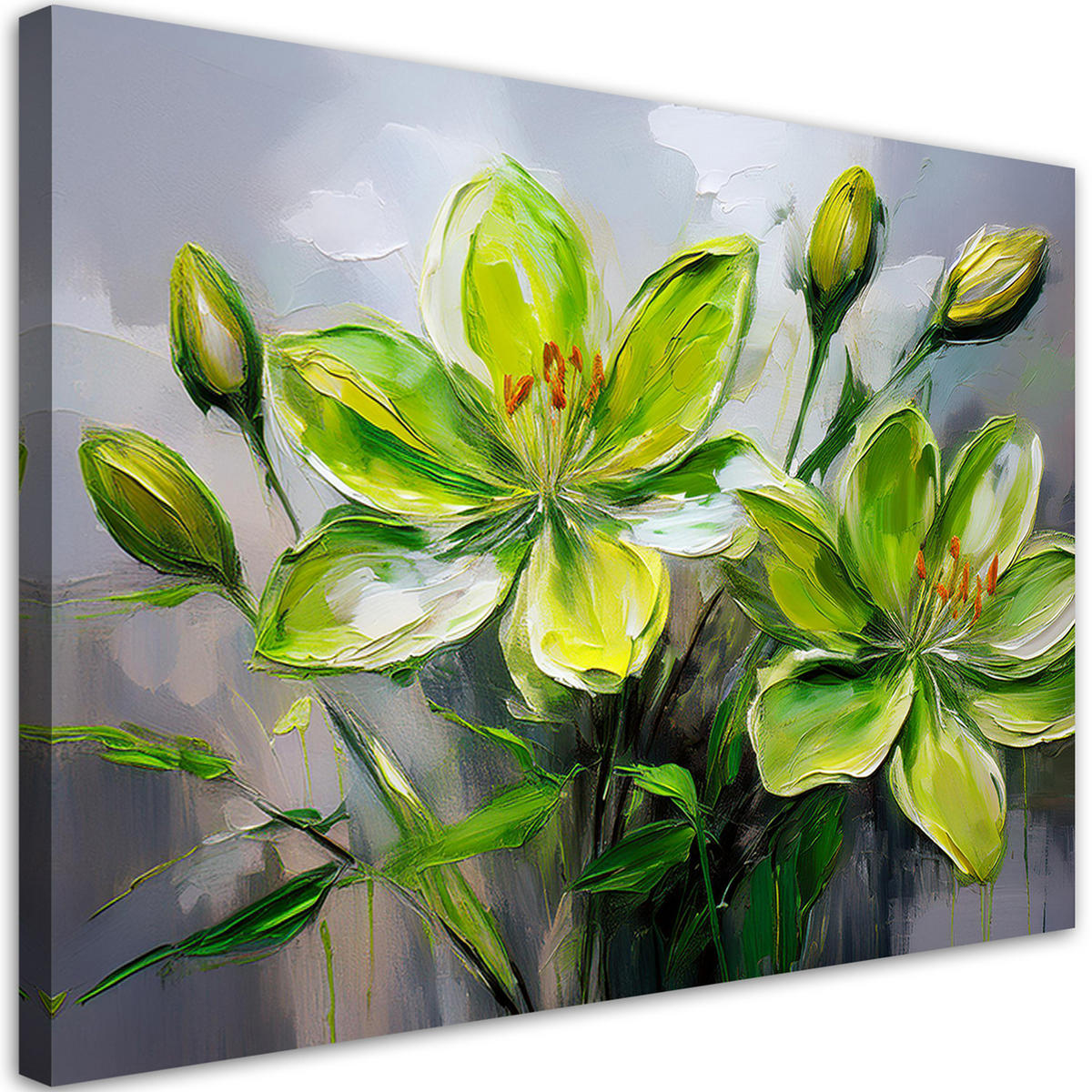 WANDBILD lilie grüne blume - Grün, Textil (60/40cm) - Feeby