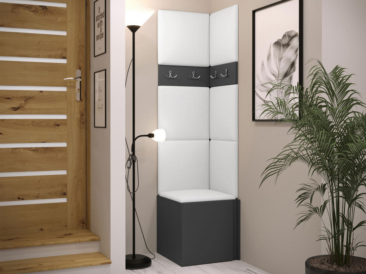 GARDEROBEN-SET Orion XXI - Graphitfarben/Weiß, Holzwerkstoff/Kunststoff (42/186/46cm) - MIRJAN24