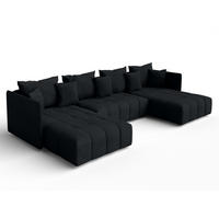 WOHNLANDSCHAFT Mersino Anthrazit 353/180/83 cm – Wohnlandschaft fürs Wohnzimmer - Schwarz, Kunststoff/Textil (353/83/180cm) - AX Living