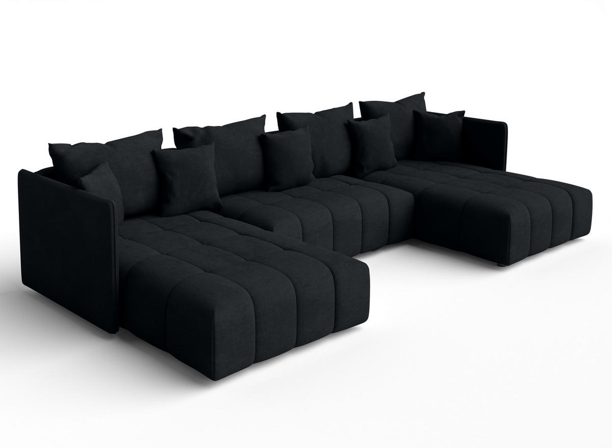WOHNLANDSCHAFT Mersino Anthrazit 353/180/83 cm – Wohnlandschaft fürs Wohnzimmer - Schwarz, Kunststoff/Textil (353/83/180cm) - AX Living