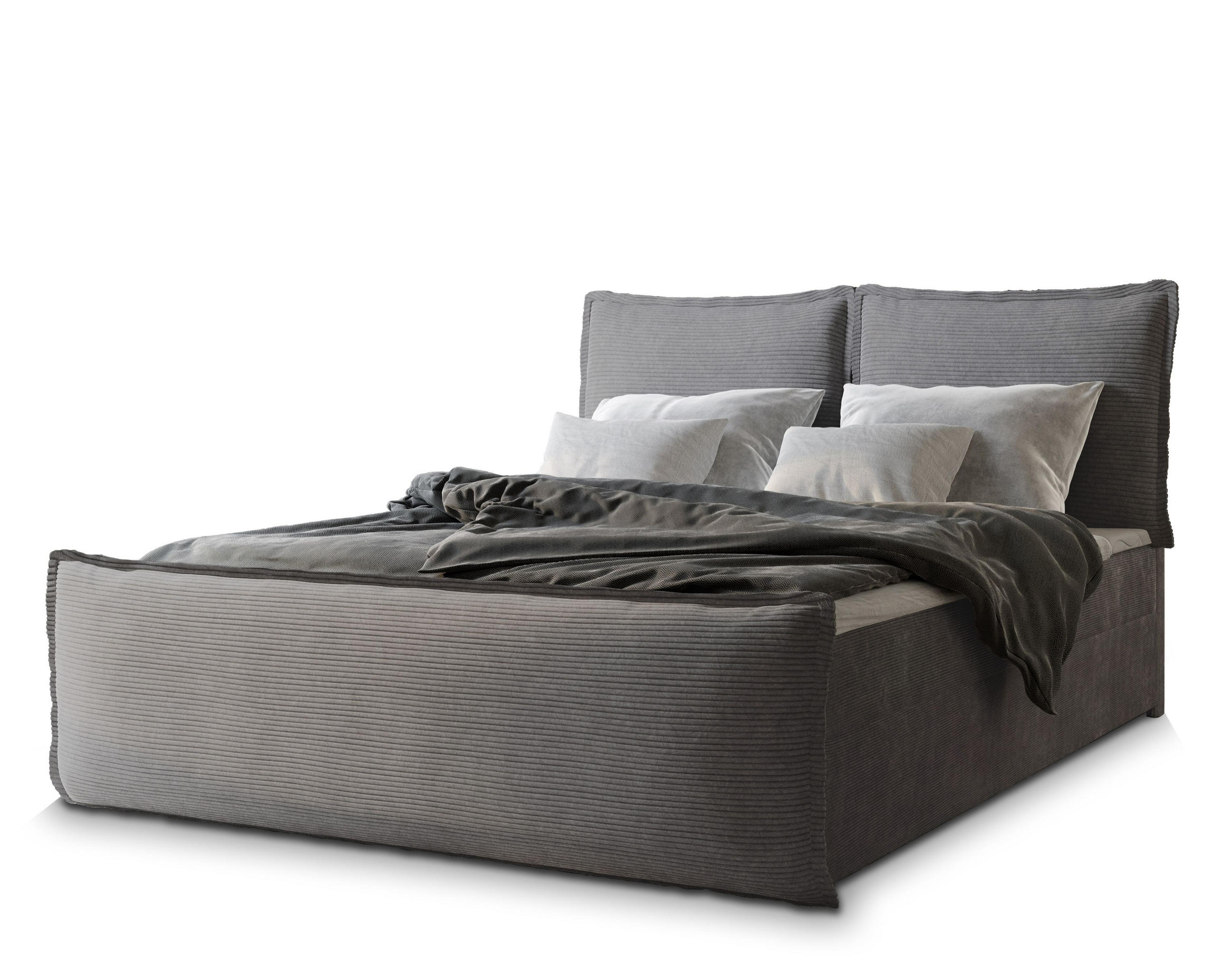 BOXBETT MONTA 180x200 cm mit Matratze und Topper - Grau - Grau, Holz (180/200cm) - MASSENO