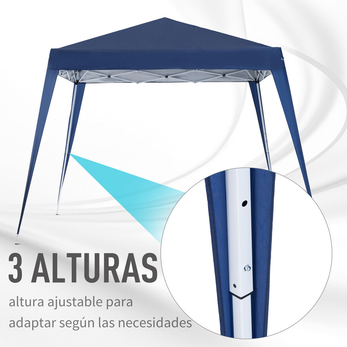 FALTPAVILLON, 3x3m, höhenverstellbar, UV-beständig, wasserdicht, für Camping, Blau - Multicolor, Metall (240/250/240cm) - FORIOUS
