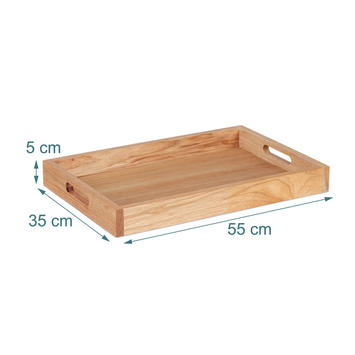 SERVIERTABLETT - Hellbraun, Holz/Holzwerkstoff (55/5/35cm) - Relaxdays