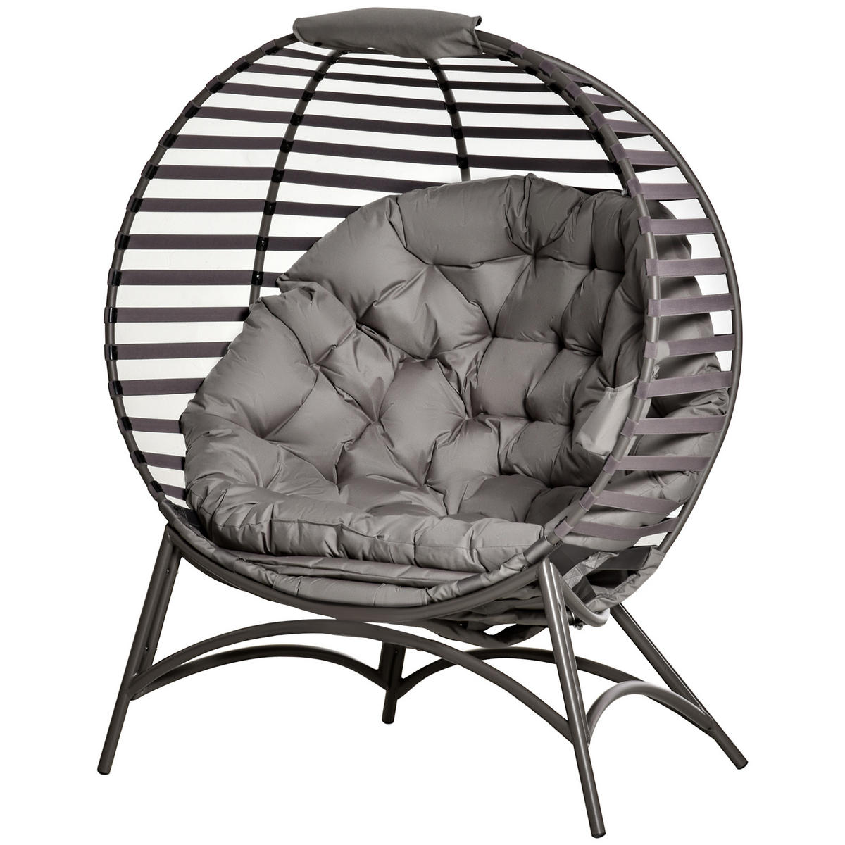 PAPASANSESSEL DE-08339 oval, faltbar mit Kissen Sandbraun - Sandfarben, Metall (75/139/118cm) - ComfortXL