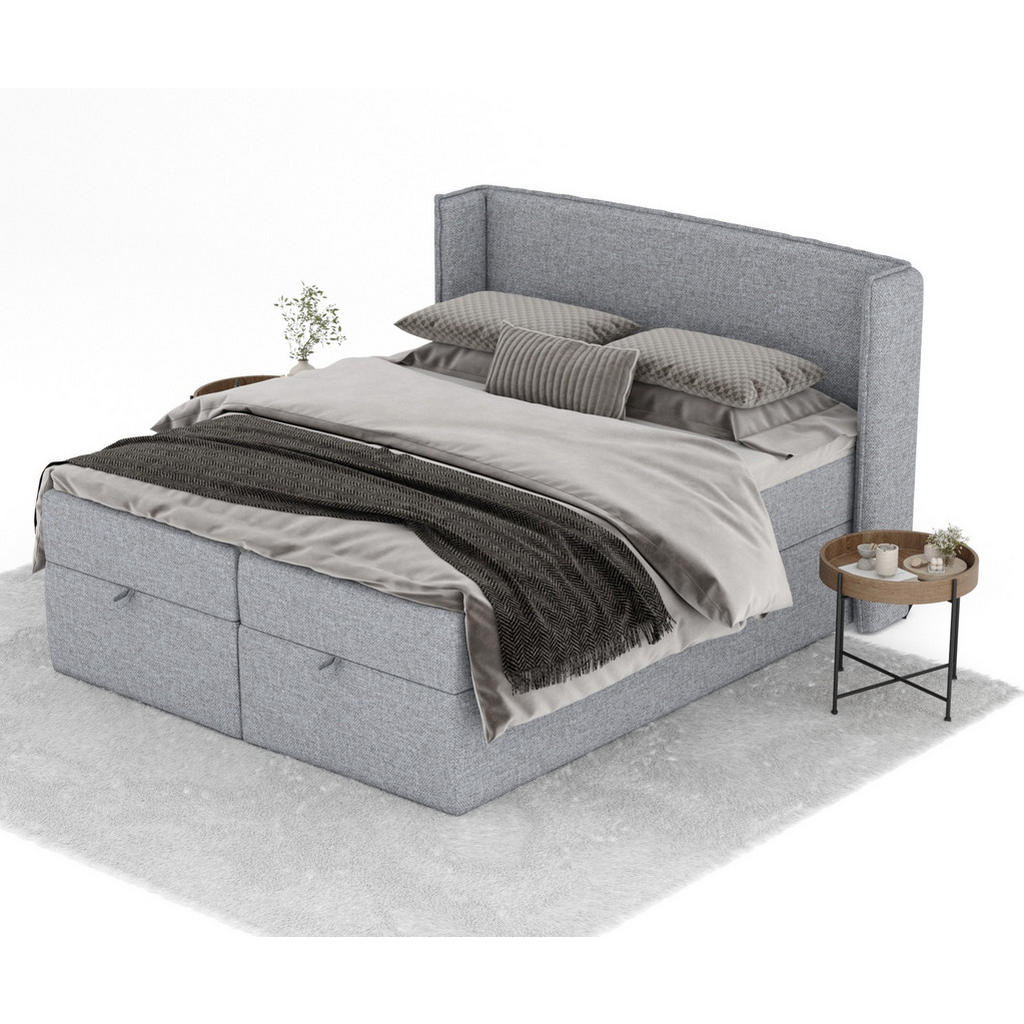 Thumbnail - Maison de Reve Boxbett, Grau, Textil, Buche, Kiefer, H3, Höhe ca. 20 cm, 160x200 cm, Oeko-Tex® Standard 100, Reach, FSC ...