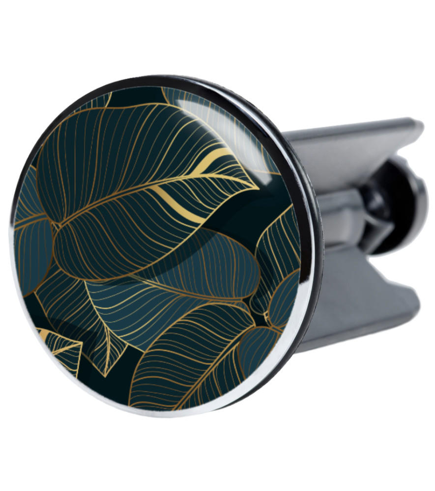 WASCHBECKENSTÖPSEL Monstera - Grün, Kunststoff/Metall (4/7/7cm) - Sanilo