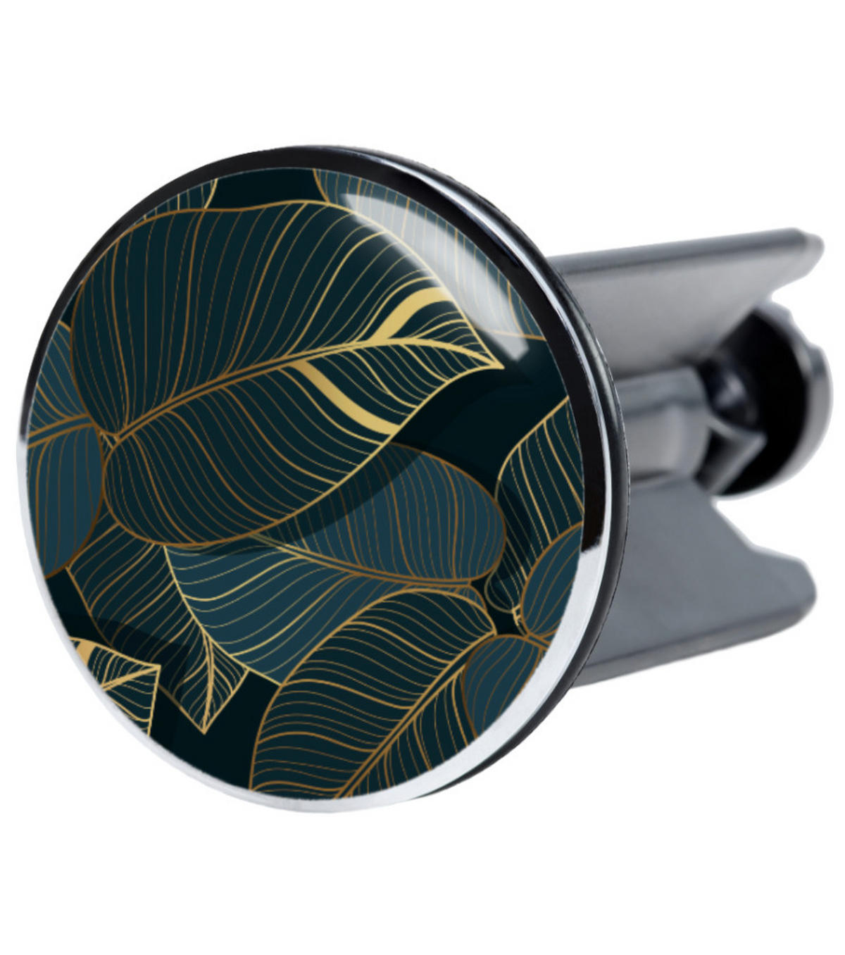 WASCHBECKENSTÖPSEL Monstera - Grün, Kunststoff/Metall (4/7/7cm) - Sanilo