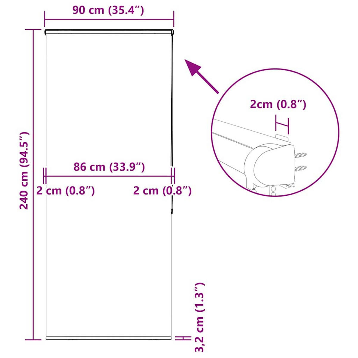 DUSCHVORHANG für Dusche Stoff Breite 86 cm - Multicolor, Kunststoff (86/240cm) - MCBOSON