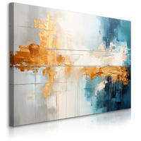 LEINWANDBILD Abstraktion Moderne Muster für Wohnzimmer 40x30cm - Türkis/Blau, Textil (40/30cm) - Muralo