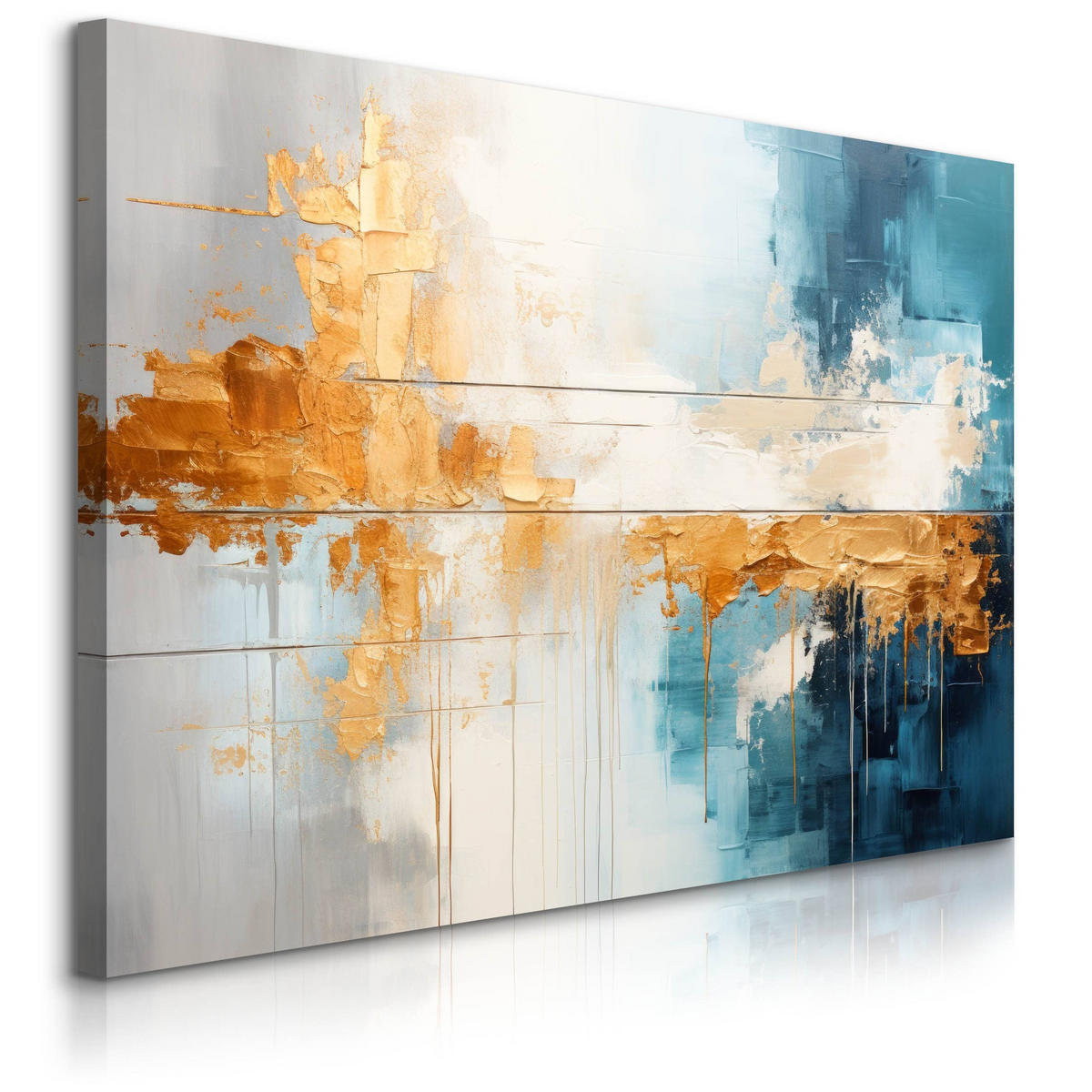 LEINWANDBILD Abstraktion Moderne Muster für Wohnzimmer 40x30cm - Türkis/Blau, Textil (40/30cm) - Muralo