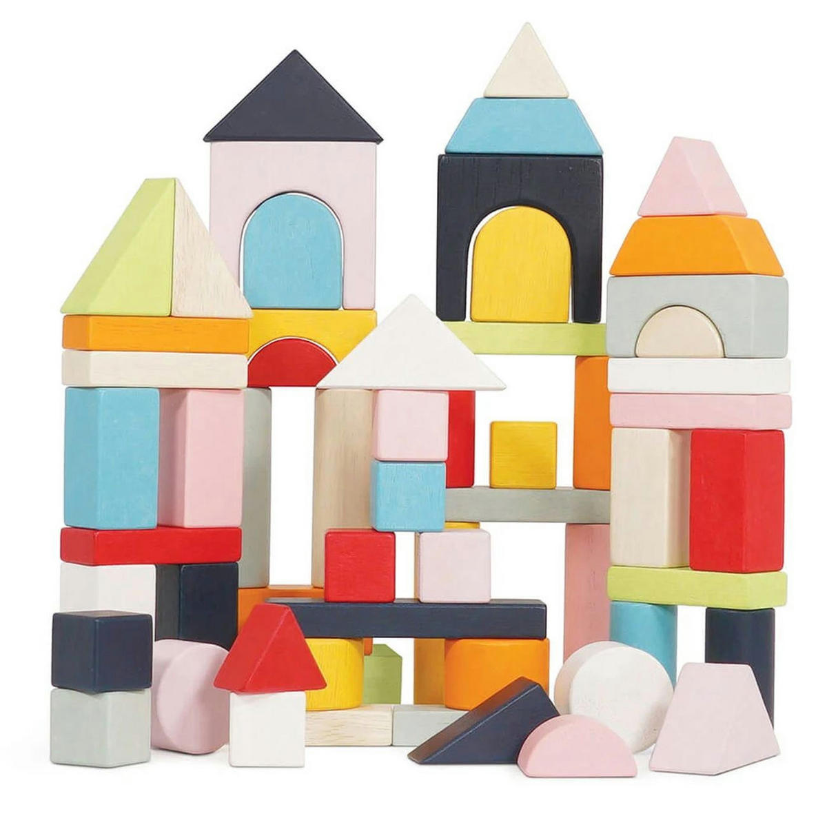 BAUKLÖTZE Holz, pastell bunt, 60-teilig - Multicolor, Holz (13/25cm) - Le Toy Van