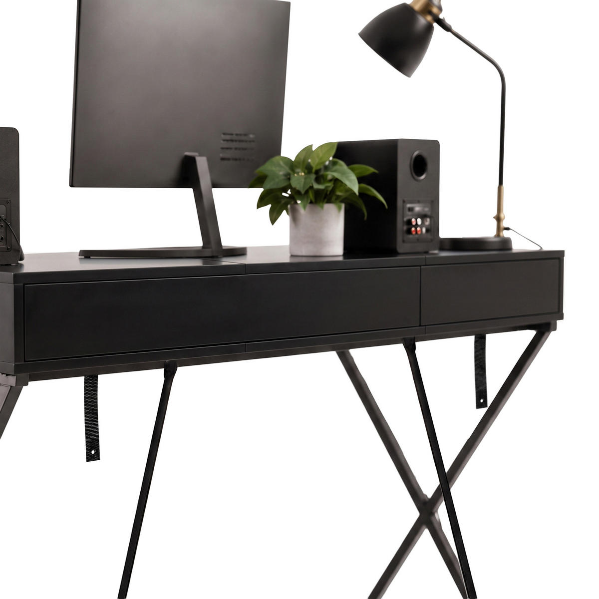 SCHREIBTISCH CROSSLINE 120 cm Schwarz - Schwarz, Holzwerkstoff (50/120/80.5cm) - Akord
