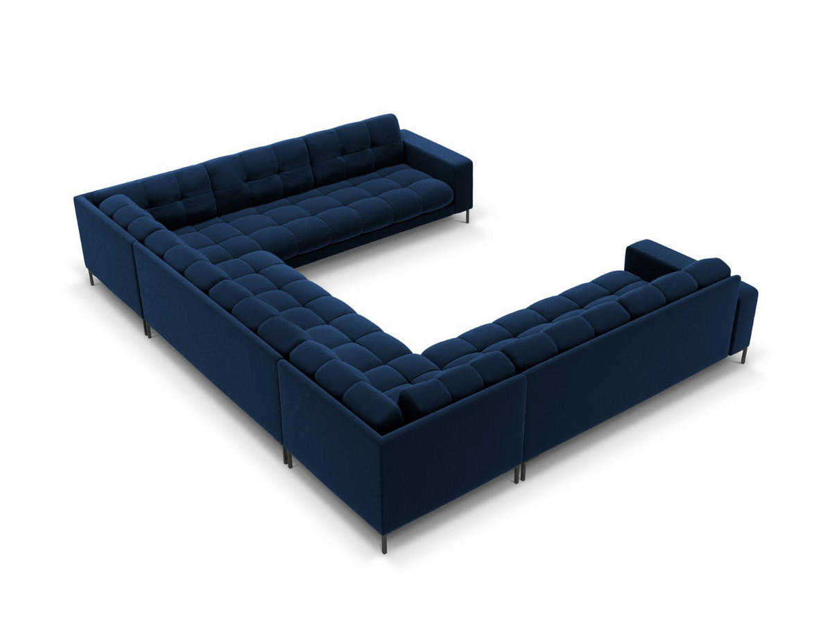 PANORAMASOFA Mamaia aus Samt königsblau 9 Sitzplätze - Blau, Textil (256/75/337cm) - Micadoni