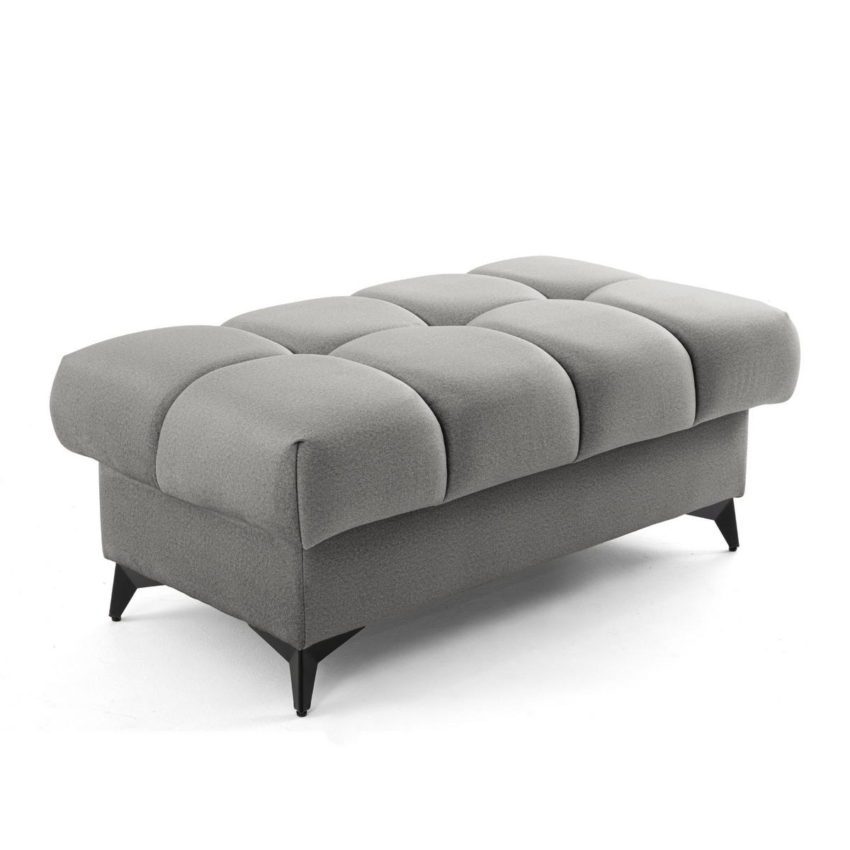 POUF PUDDING 110 x 60 cm Velours Grau - Schwarz/Grau, Holz/Textil (110/43/60cm) - Muffo