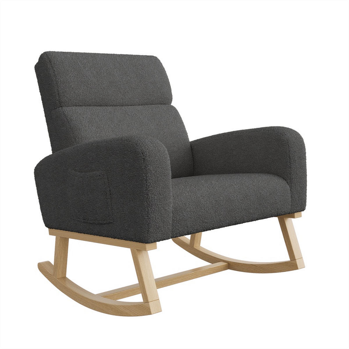 SCHAUKELSTUHL mit Armlehnen - Relaxsessel mit beidseitigen Taschen - Dunkelgrau - Dunkelgrau, Textil (69.2/87/78.5cm) - DELFA