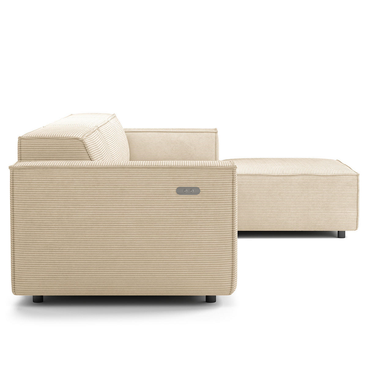 ECKSOFA mit Longchair - Beige/Schwarz, Kunststoff/Textil (294/177cm) - home24