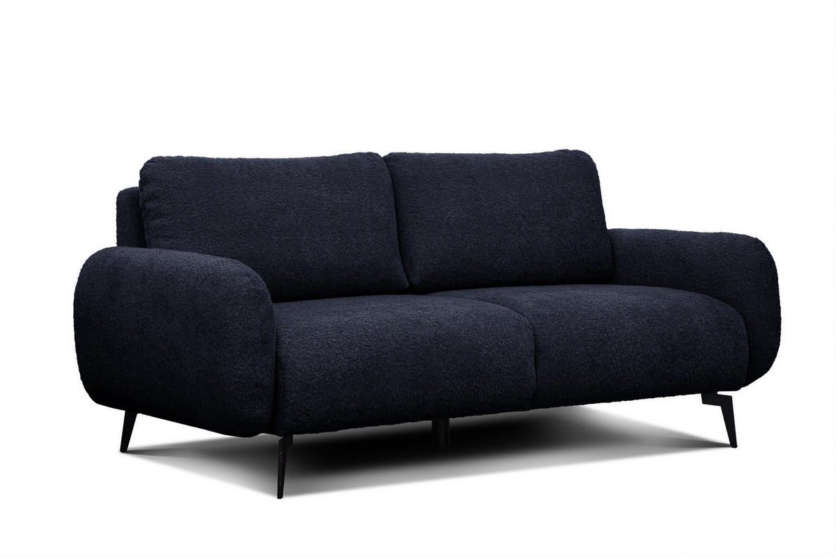 SOFA FEBE 3-Sitzer, marineblau - Schwarz/Dunkelblau, Holz/Textil (190/82/96cm) - Courtois Laville