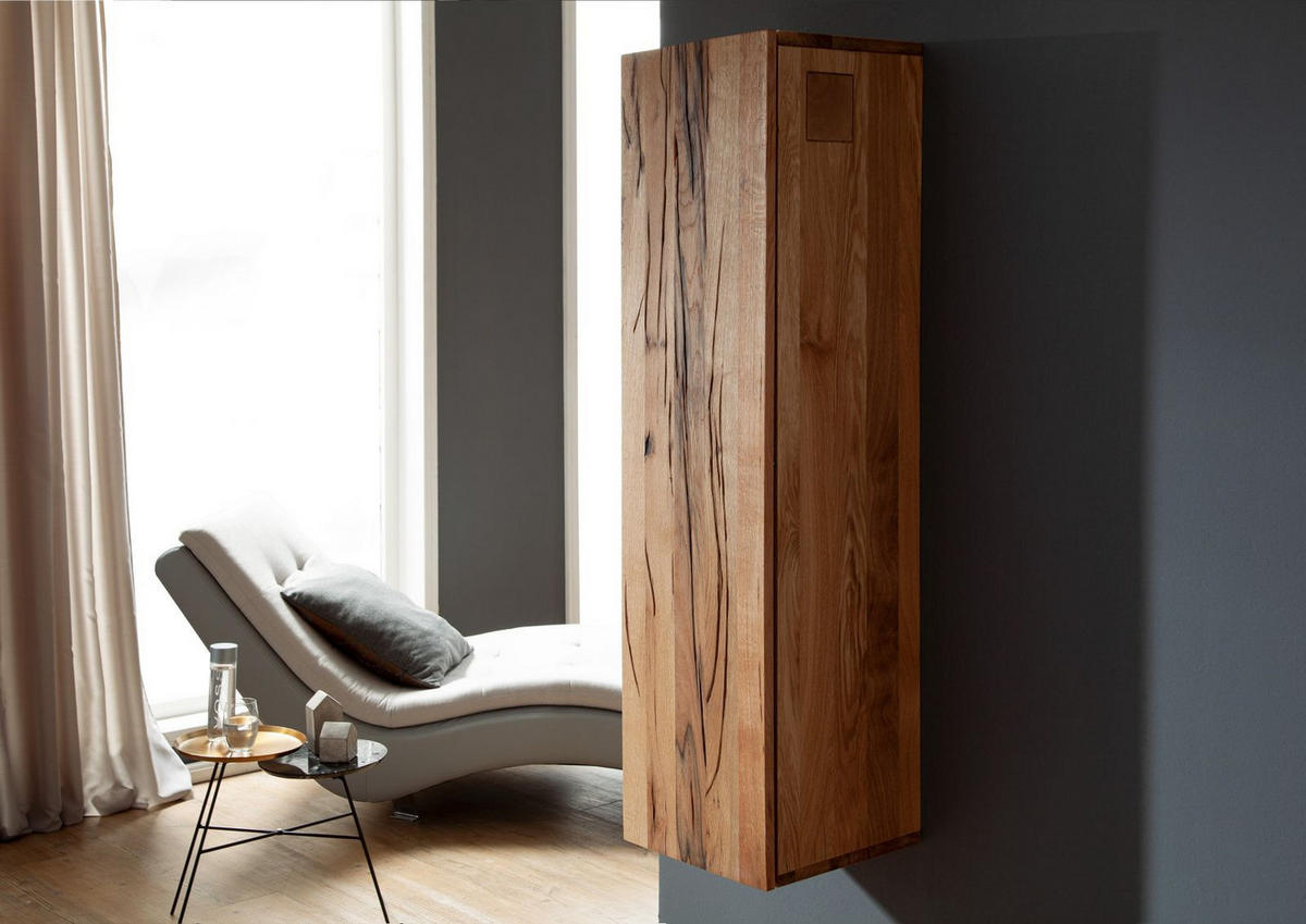 HÄNGESCHRANK Wild-/Zerreiche 33x33x124 natur geölt FRANKFURT #101 - Braun, Holz (33/124/33cm) - Massivmoebel24