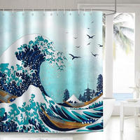 DUSCHVORHANG Polyester waschbar Badezimmer mit Haken für Badewanne - Blau, Textil (180/180cm) - MCBOSON