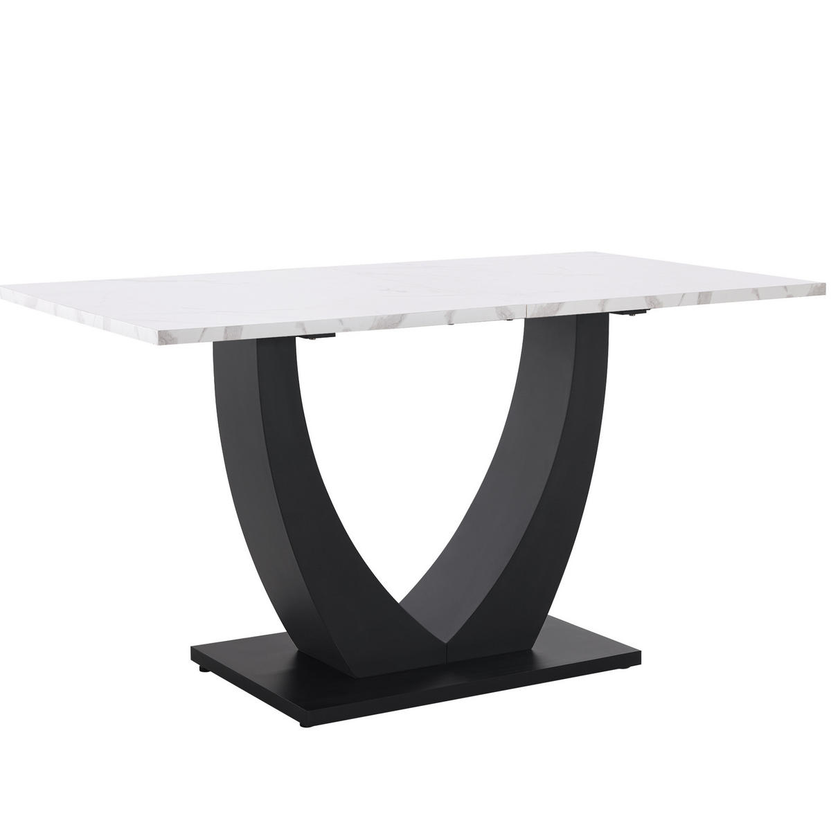JÍDELNÍ stůl 140/75/75,5 cm bílá/černá z MDF a kovu s mramorovým dekorem a nastavitelnými nožkami - bílá, kompozitní dřevo (140/75/75.5cm) - OKWISH