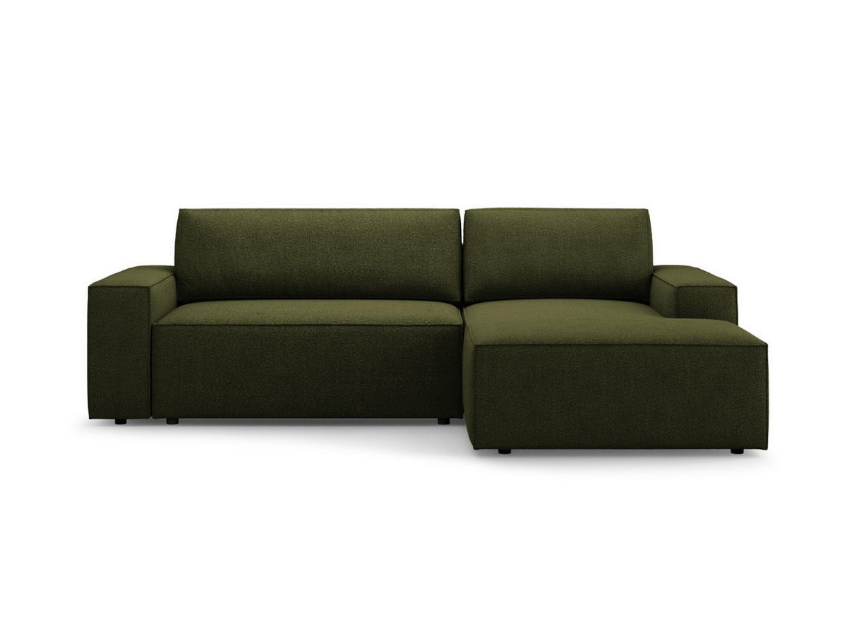ECKSOFA ausklappbar rechts mit Container Jodie aus Boucle dunkles olivgrün 3 Sitzplätze - Dunkelgrün, Textil (151/246cm) - Micadoni