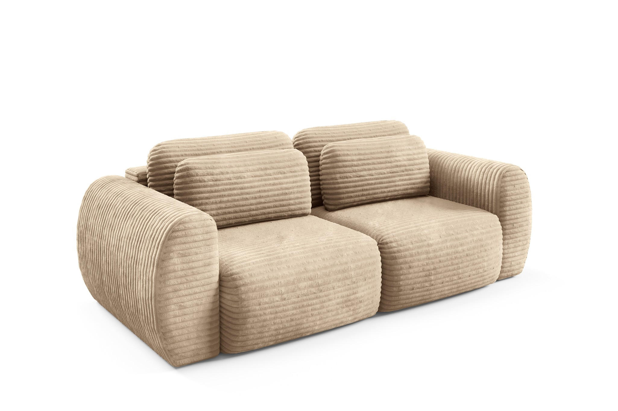 SCHLAFSOFA Simone - Sandfarben, Holzwerkstoff/Textil (266/95/110cm) - Fun Möbel