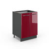 KÜCHENUNTERSCHRANK Fame-Line Bordeaux Hochglanz 60 cm ohne AP - Bordeaux/Anthrazit, Holzwerkstoff (60/82/51.6cm) - Vicco