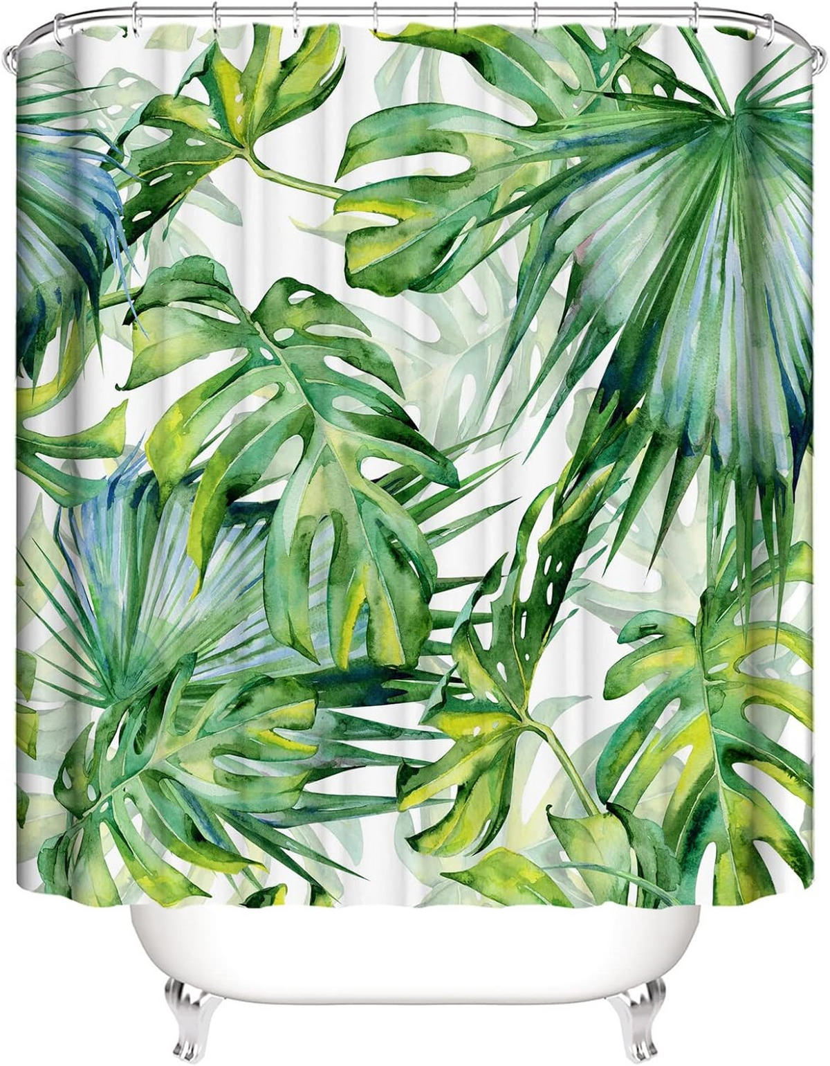 DUSCHVORHANG Palme Blatt Grün Muster Polyester wasserdicht schimmelresistent Pflanze - Grün, Textil (120/180cm) - MCBOSON