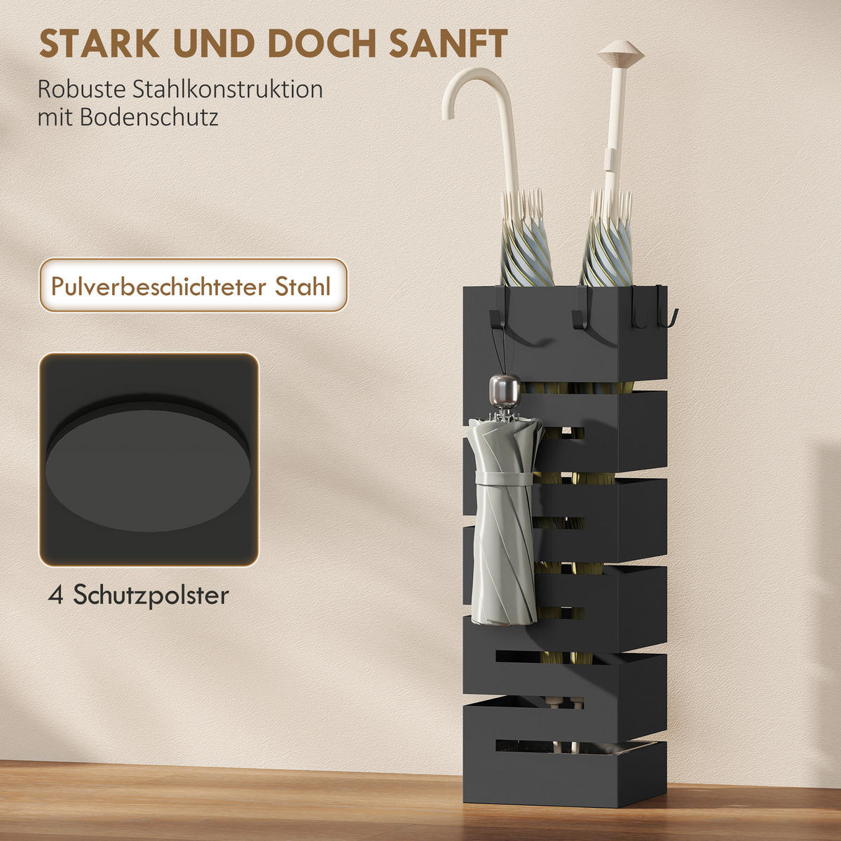 REGENSCHIRMSTÄNDER Stahl Schwarz - Schwarz, Metall (15.5/49/15.5cm) - HOMCOM