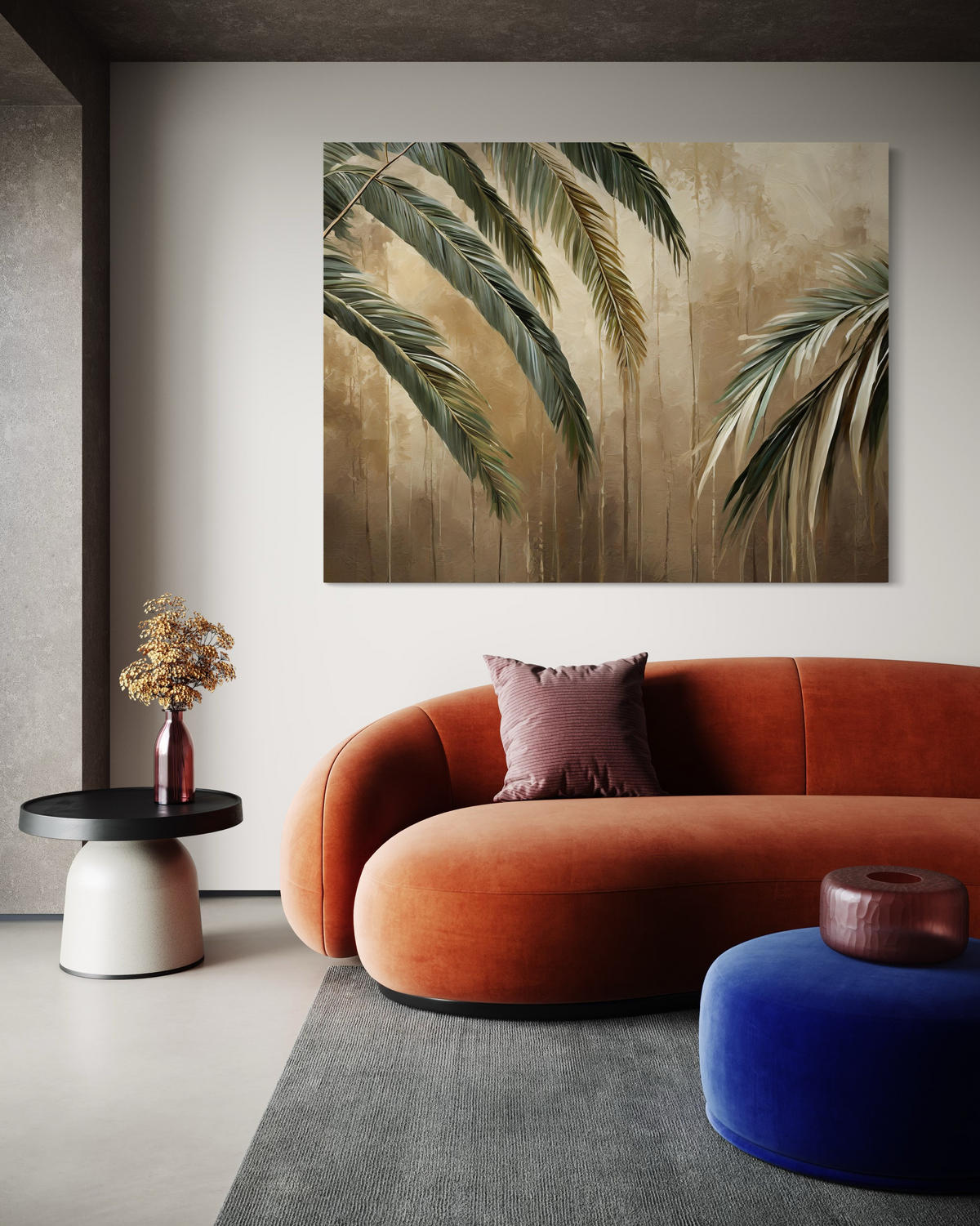 WANDBILD tropische palmen - Beige, Textil (60/40cm) - Feeby