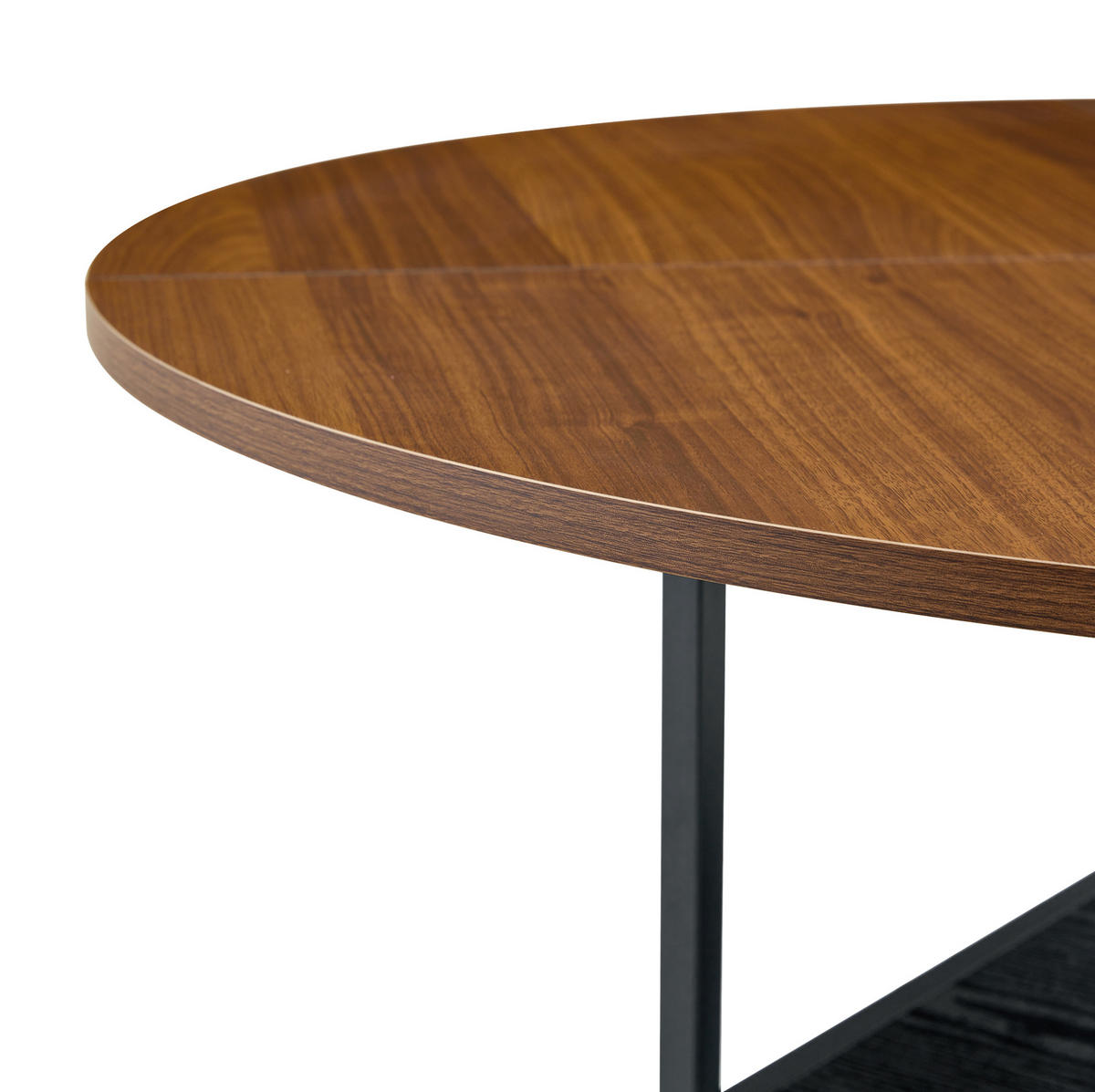 ESSTISCH 107/107/75 cm mit doppelter offener Ablage und Metallgestell, Schwarz/Walnuss - Schwarz, Holzwerkstoff (107/107/75cm) - Redom