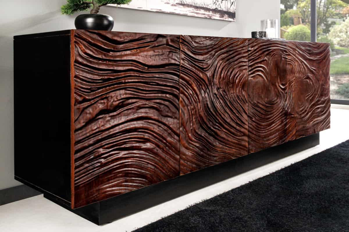 SIDEBOARD FLUID Akazie Braun 175cm - Schwarz/Braun, Holz (175/71/40cm) - riess-ambiente