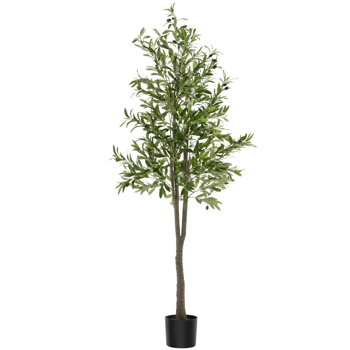 KÜNSTLICHER OLIVENBAUM Oleand, stabiler Kunststoff Blumentopf, grün - Grün, Kunststoff (180cm) - tectake