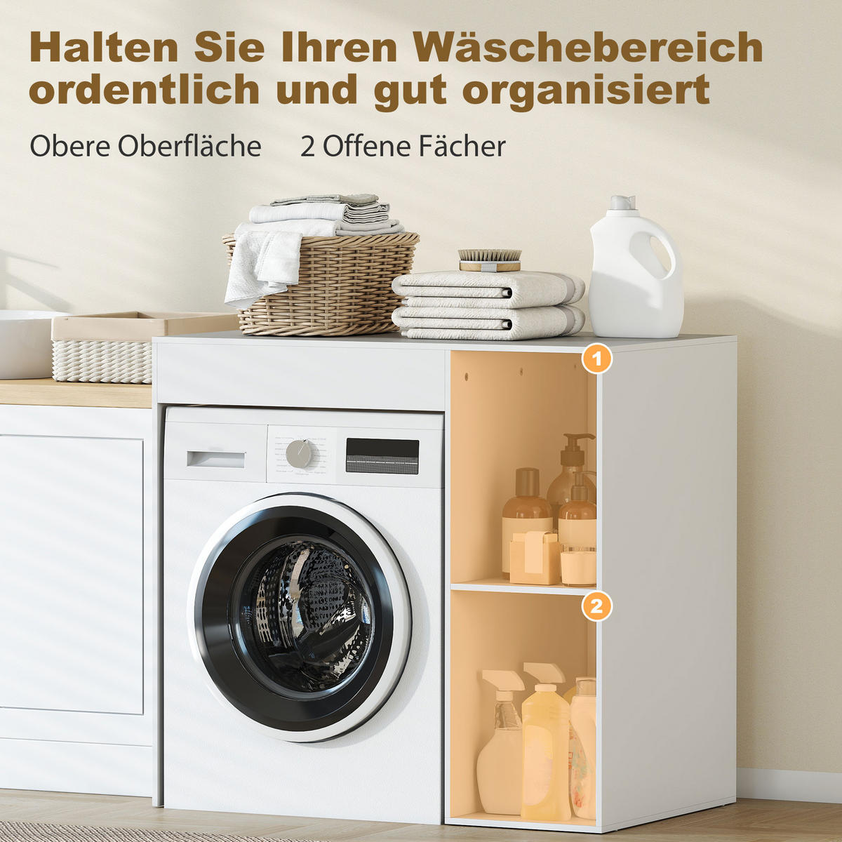 WASCHMASCHINENSCHRANK Weiß 1 Stück - Weiß, Holzwerkstoff (60/90.5/96cm) - GiPP