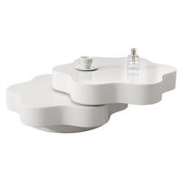 COUCHTISCH aus MDF 74,8x67,5x31 cm Cremeweiß mit 360° drehbarer Platte und 2 Ablageflächen in Blumenform - Weiß, Holzwerkstoff (74.8/67.5/31cm) - Modfu