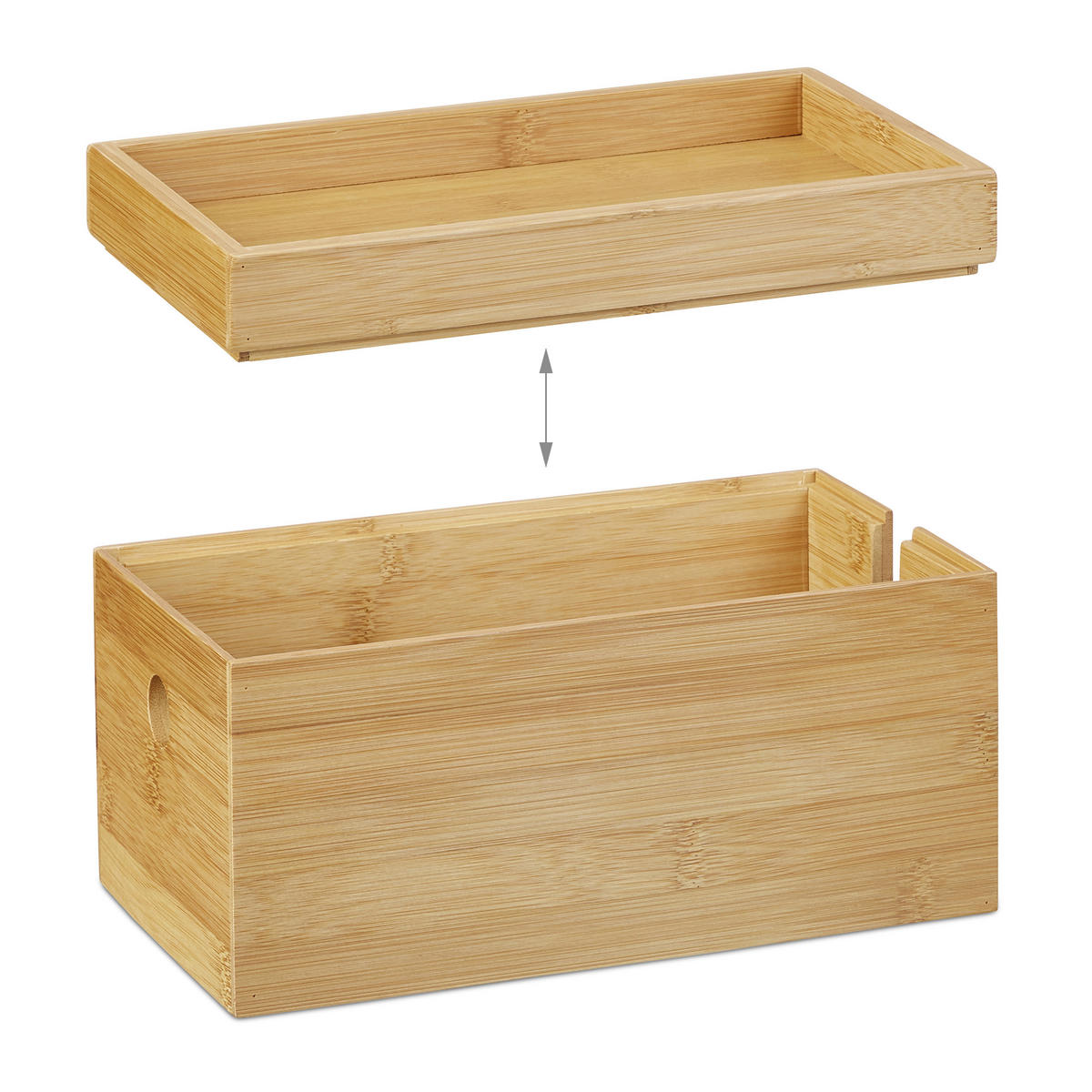 KABELBOX - Hellbraun, Holz (14/25.5/14cm) - Relaxdays