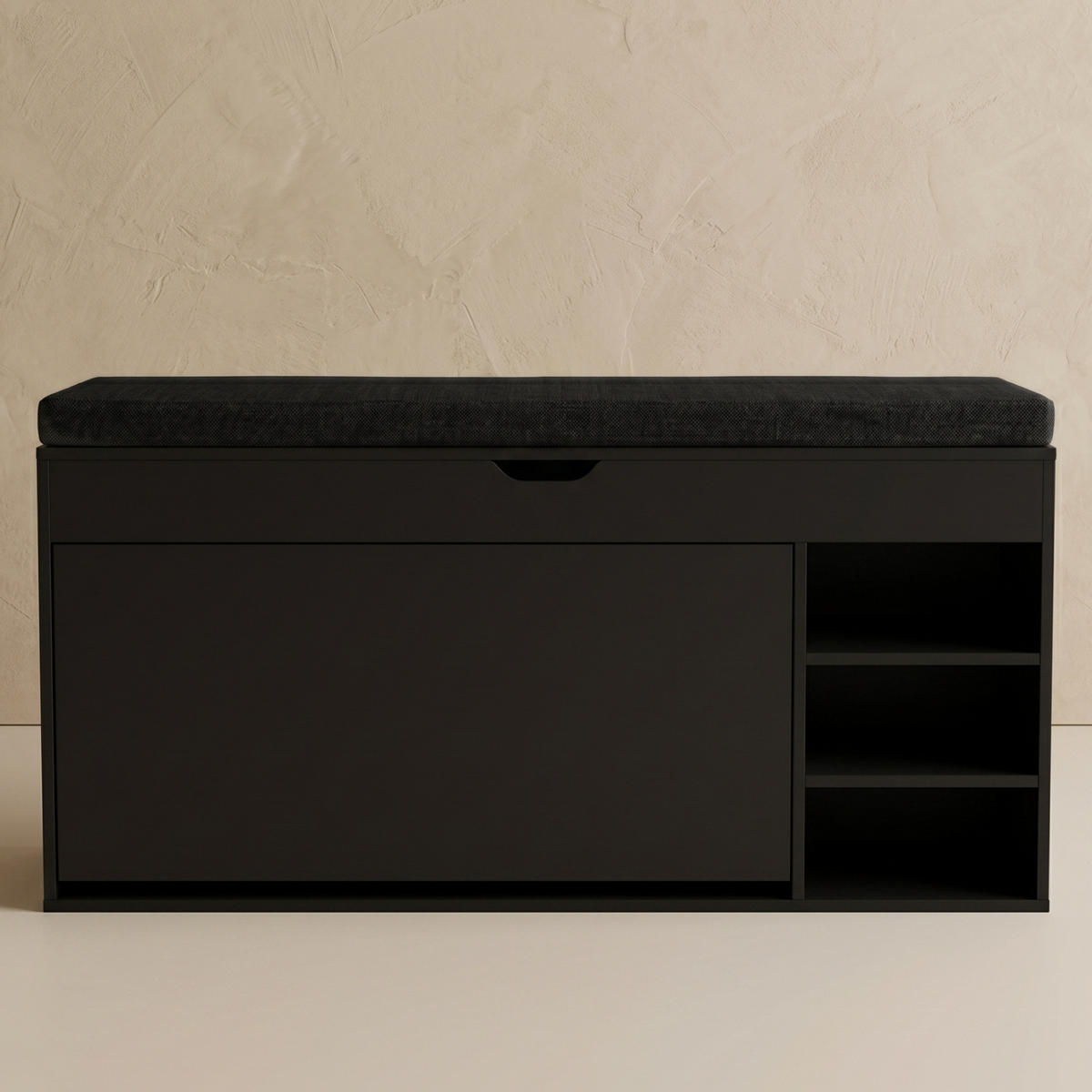 SCHUHSCHRANK mit Sitzfläche Gradia 100/34/53 cm - Schwarz, Holzwerkstoff (34/53/100cm) - BOXIMO
