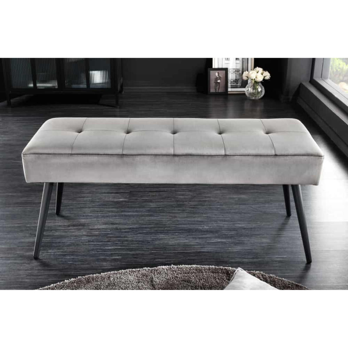 SITZBANK BOUTIQUE Samt Dunkelgrau, Schwarz 100 cm - Dunkelgrau, Textil (100/45/35cm) - riess-ambiente