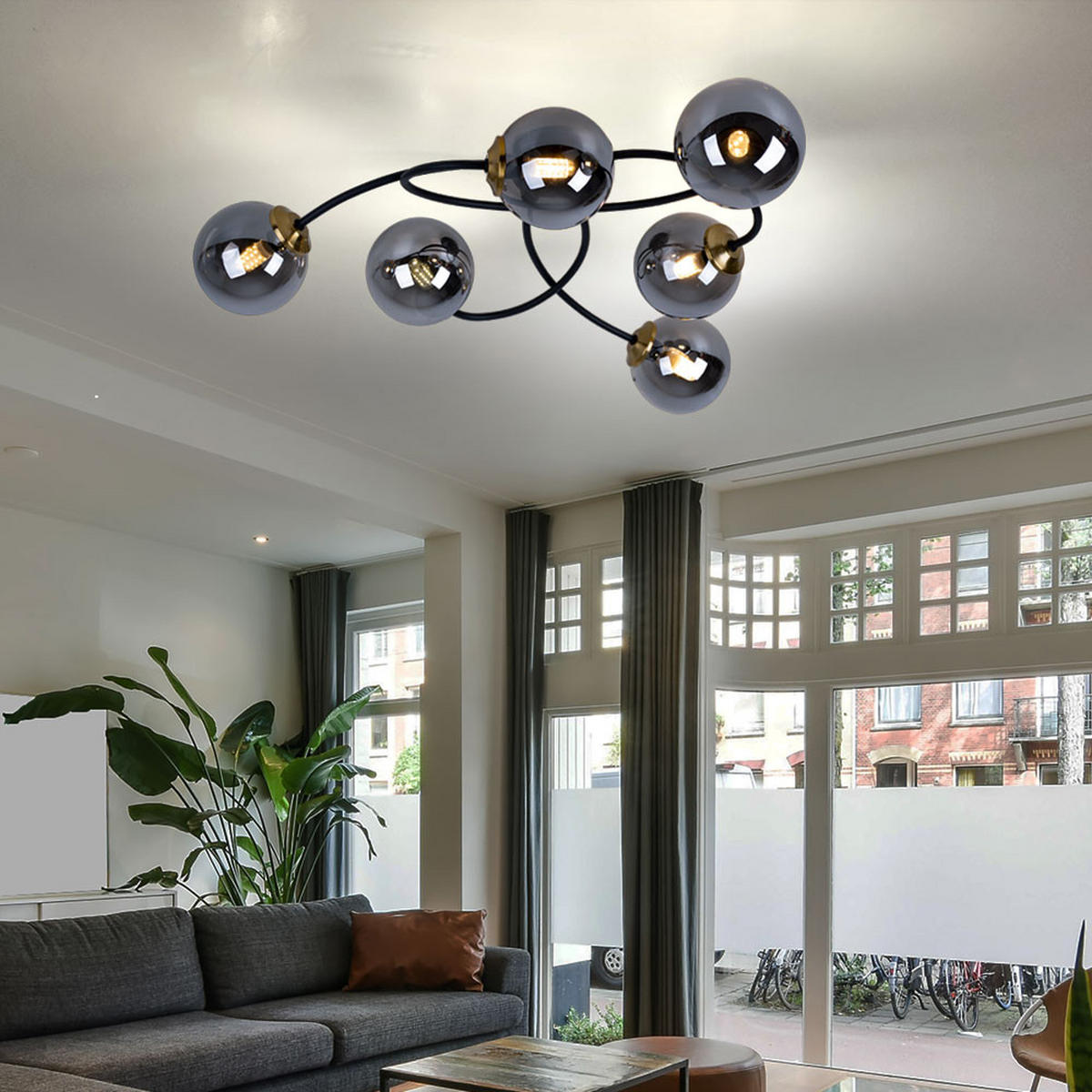 LED DECKENLEUCHTE Metall Schwarz Glas - Schwarz, Glas (52/45/17.5cm) - Globo Lighting