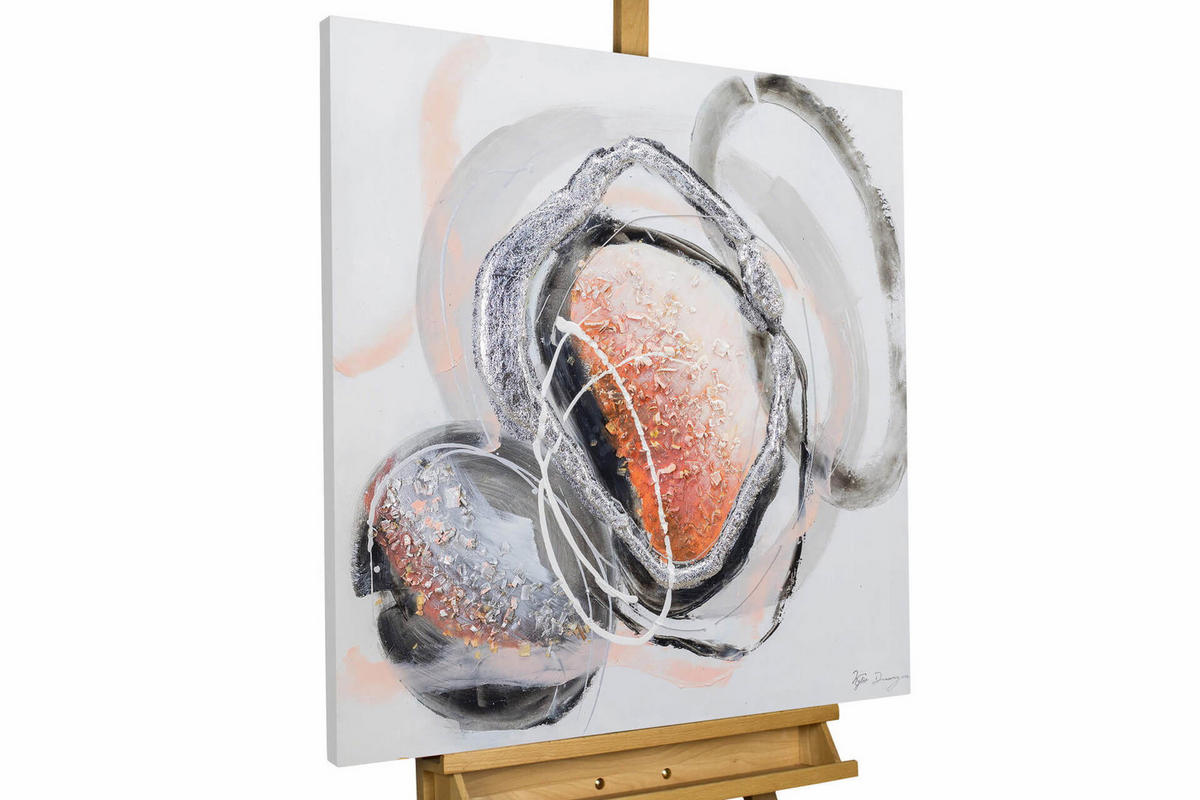 ACRYLBILD HANDGEMALT 80/80 cm - Rot/Schwarz, Holz/Textil (1.48/80cm) - KUNSTLOFT