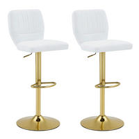 BARSTOL 2-PACK i Konstläder i Vitt och Guld, höj- och sänkbar samt 360° snurrbar - Vit, Läder (52/62/45cm) - Urban Meuble