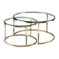 COUCHTISCHE ausziehbar aus gehärtetem Glas und Edelstahl - Goldfarben - MAEVANE II - Transparent/Goldfarben, Metall (80/80/42cm) - Pascal Morabito