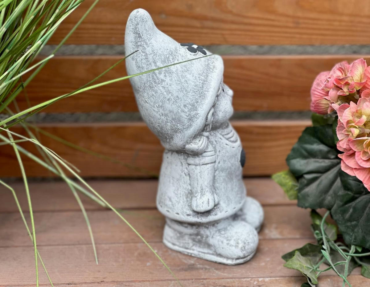 STEINFIGUR Wichtel Mädchen Wichteln frostfest Steinguss - Grau, Stein (12/26/11cm) - stoneandstyle