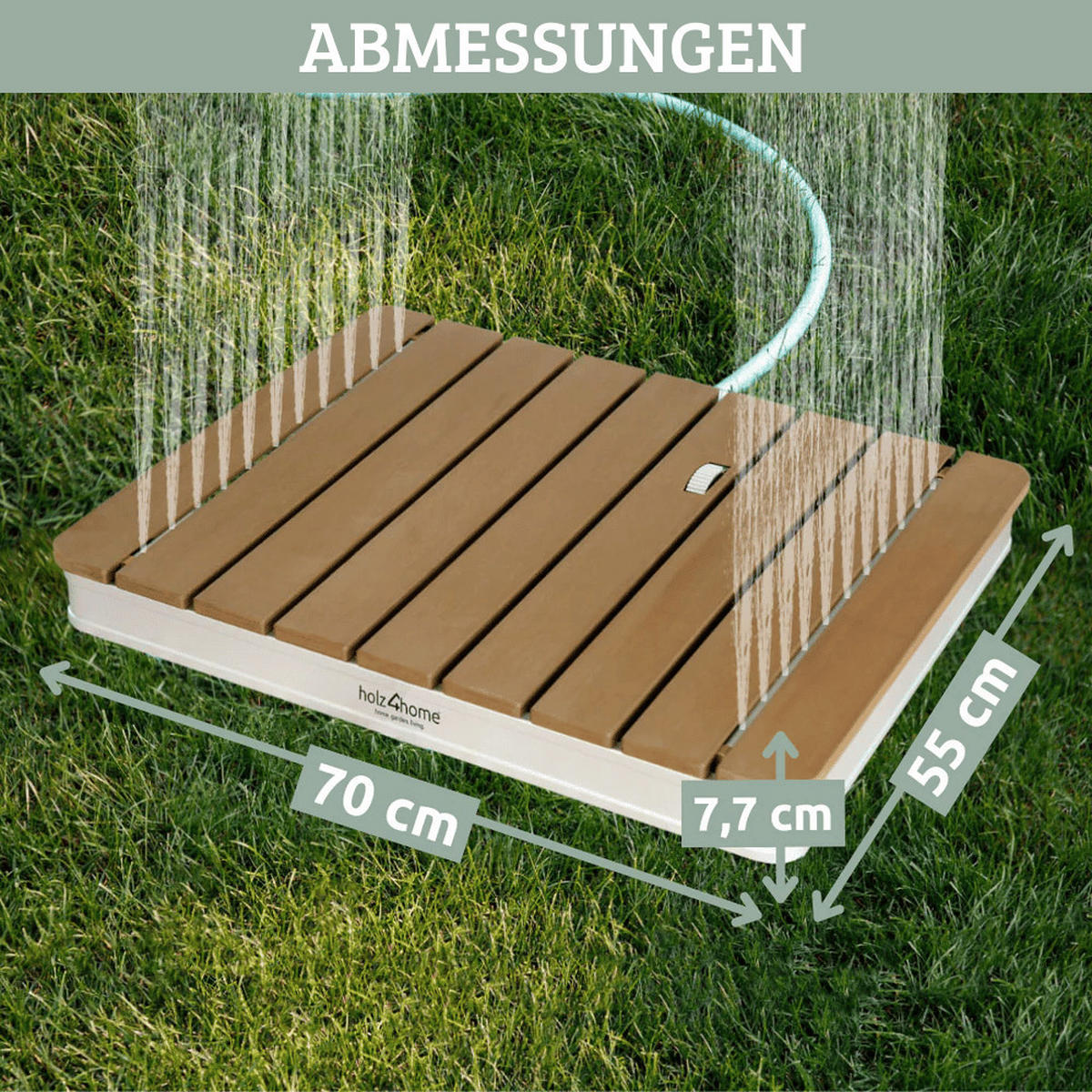 GARTENDUSCHE Outdoor eckig TYLIX WPC Bodendusche - Braun, Holzwerkstoff (70/7/55cm) - DELUKE