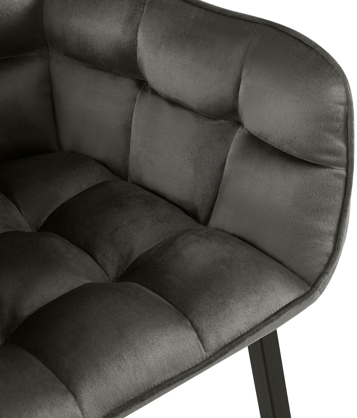 ARMLEHNENSTUHL Samt Anthrazit - Anthrazit/Schwarz, Textil/Metall (62/87/59cm) - CLP