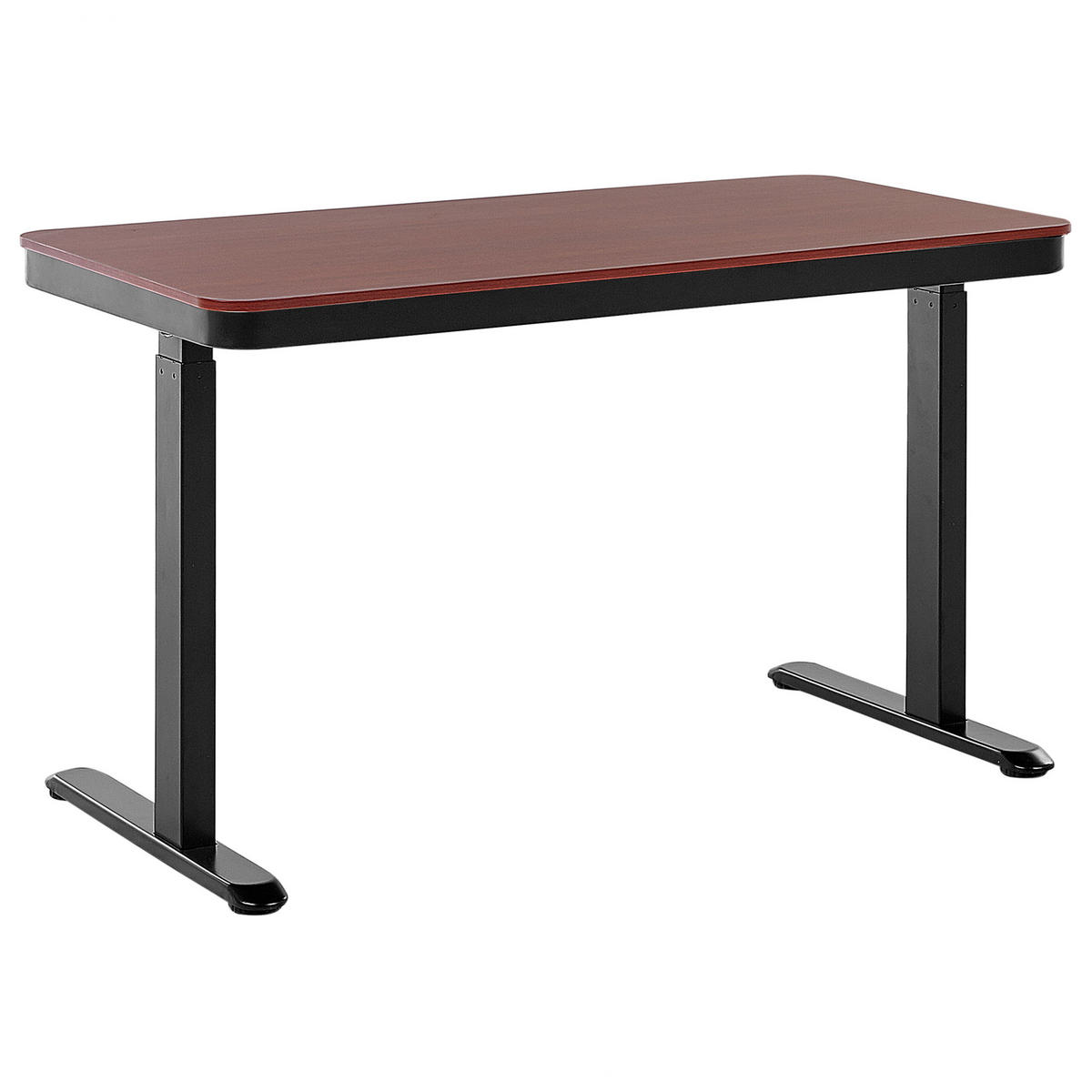 SCHREIBTISCH dunkler Holzfarbton/schwarz 120/60/72-122 cm Kenly - Dunkelgrau, Holzwerkstoff (60/120/72cm) - Beliani