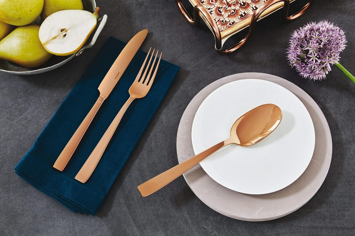 BESTECKSET Flat Kupfer 24-teilig - Bronzefarben, Metall - Sambonet