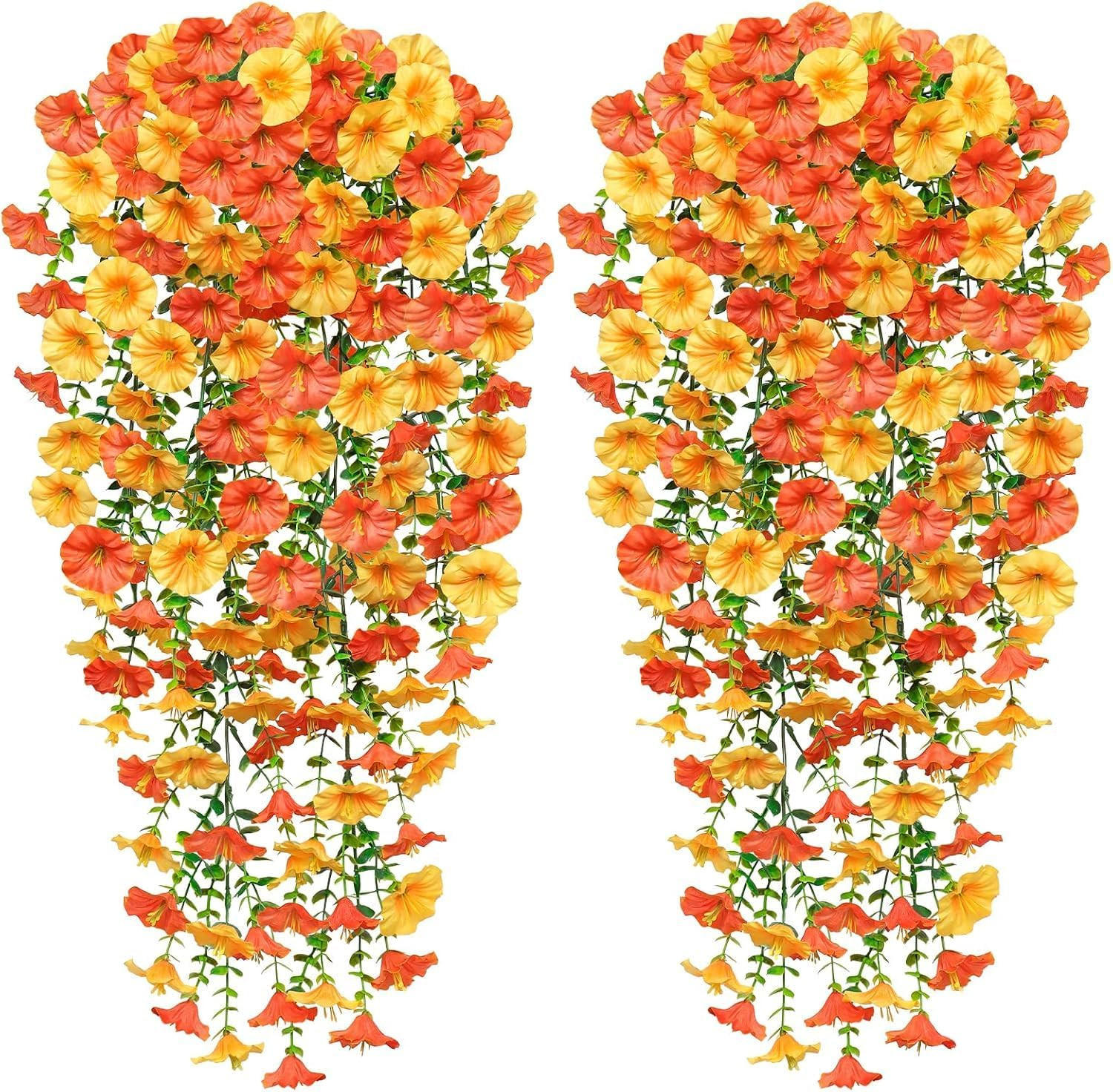 KUNSTBLUME 2 Stück Kunstblumen Veilchen Hängend - Dunkelorange, Kunststoff (75cm) - Kaket